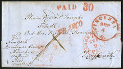 USA 1854, Francobrief aus Cincinnati 4.9. befördert mit dem ...