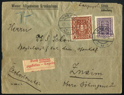 1925, Wiener Rohrpostbrief, frankiert mit 10000+1000 K., aufgegeben ...