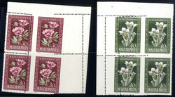 1950, Ungarische Flora, 30 f bis 1,70 Ft, je im 4er-Block mit je sehr ...