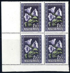 1950, Ungarische Flora, 30 f bis 1,70 Ft, je im 4er-Block mit je sehr ...