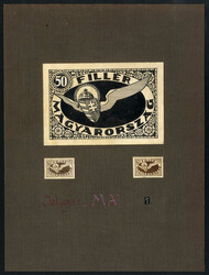 1917, Briefmarken-Entwurf "Stephanskrone, 50 Filler" mit 2 ...