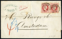 1871, Auslandsbrief von Triest nach Amsterdam / Niederlande, ...
