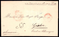 1849, Spanien, Brief von Barcelona "Via Francia por el vapor Cid" ...