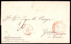 1849, Spanien, Brief von Barcelona über Perpignan nach Gröden, Taxe ...