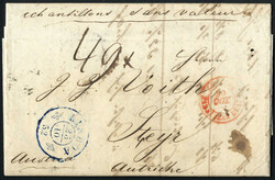 1852, Portugal, Muster ohne Wert aus Lissabon über St. Jean de Luz, ...