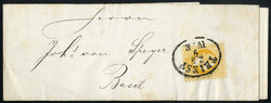 1867 ca., zwei Zeitungsschleifen von Triest nach Basel, die eine mit ...
