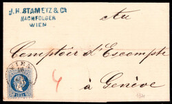 1874, Brief von Wien nach Genf / Schweiz, frankiert mit 10 Kreuzer, ...