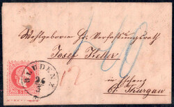 1869, taxierter Brief von Bludenz in den Kanton Thurgau / Schweiz, ...