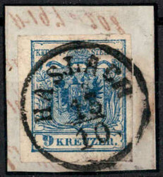 Haslach 15.10., Briefstück mit 9 Kreuzer, ANK 5, Müller ...