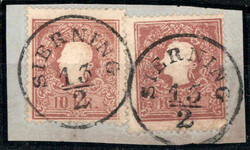 Sierning 13.2., Briefstück mit zwei 10 Kreuzer in Type II, ANK 14II, ...