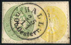 Hall in Ob.Oesterr. 25.11., Briefstück mit Mischfrankatur 3 Kreuzer ...