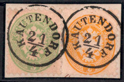 Kautendorf 21.4., Briefstück mit 2+3 Kreuzer, ANK 30+31, Müller ...