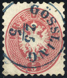 Gössling 25.5. (Blau) auf 5 Kreuzer, Attest Steiner, ANK 32, Müller ...