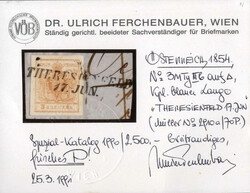 Theresienfeld, zwei Briefstück, das eine mit 3 Kreuzer Blaustempel, ...