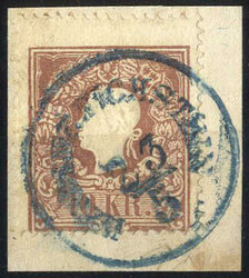 Heidenreichstein 23.5., (Blaustempel), Briefstück mit 10 Kreuzer, ...