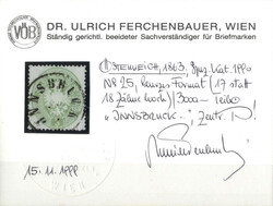 1863, 3 Kreuzer kurzes Format (17 statt 18 Zähne hoch), gestempelt ...