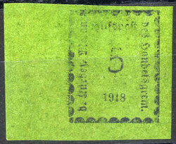 1918, 5 Heller, nuovo con gomma originale e bordo di foglio a ...