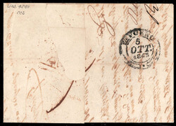 Brescia 30.SET, (rosso), 1845, lettera franca al confine a Livorno / ...
