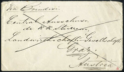 Indien 1882, Indien, Brief aus Calcutta über Brindisi nach Graz, ...