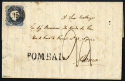 1855, Brief aus Pombal über Lissabon nach Rom, mit 22 Baj. taxiert, ...