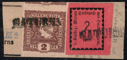 1918, 2 Heller, frammento con 2 Heller più francobollo per giornale ...