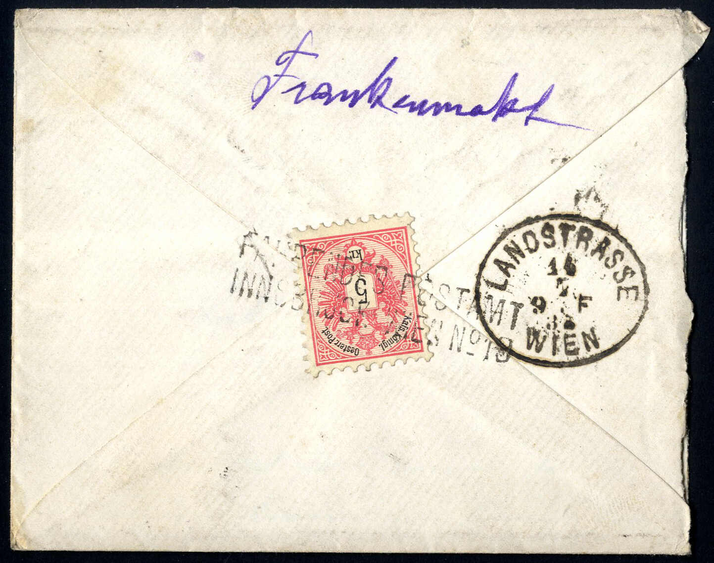 FAHRENDES POSTAMT / INNSBRUCK - WIEN N° 13, Brief vom 13.7.188.. ...