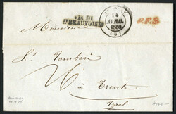 1844/50, Frankreich, zwei Portobriefe vom 12.11.1844 von Lyon nach ...