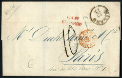 1823-1854: tre lettere in porto dovuto da Milano per la Francia, una ...