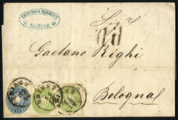 1864, Brief vom 11.10.1864 von Triest über Ferrara nach Bologna, ...