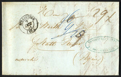 1851, Frankreich, Portobrief vom 7.10.1851 über Basel undWien nach ...