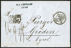 Frankreich 1853/57, Lot dreier Briefe von Lyon nach St. Ulrich in ...