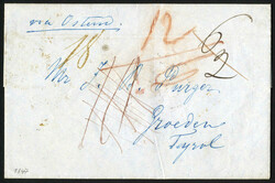 1847, Grossbritannien, Teilfrancobrief (im Postvertrag GB-Preußen ...