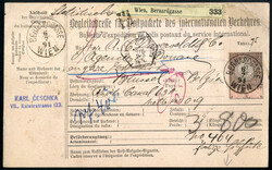 1890-95, sechs Paket-Begleitadressen (vier von Wien und je eine von ...