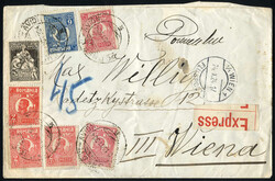 1924, Express-Luftpostbrief von Bucarest am 21.10. nach Wien ...