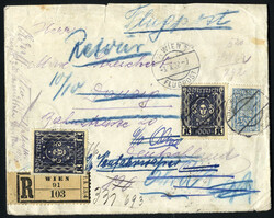 1922 eingeschriebener Luftpost Brief von Wien 91 am 3.10. nach Danzig ...