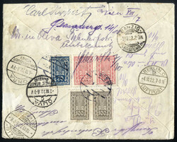 1922 eingeschriebener Luftpost Brief von Wien 91 am 3.10. nach Danzig ...