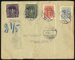 1922 Luftpost Brief von Wien 117 am 28.2. nach Warschau (Polen) ...