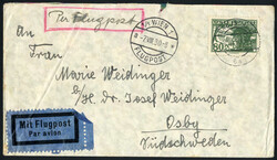 1930/1935, zwei Luftpostbriefe, einer von Wien am 7.8.1930 nach Osby ...