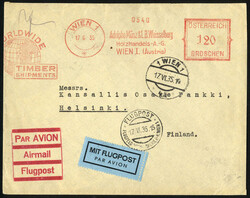 1930/1935, zwei Luftpostbriefe, einer von Wien am 7.8.1930 nach Osby ...