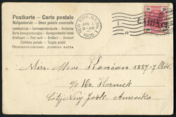 Laibach 1906, Glückwunschkarte von Laibach (Langstempel) am 1.1. ...