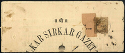 1906/1908, zwei "HOLKAR SIRKAR GAZETTE" frankiert mit ¼ A orange bzw ...