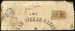 1906/1908, zwei "HOLKAR SIRKAR GAZETTE" frankiert mit ¼ A orange bzw ...