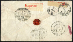 1900, Ganzsachenumschlag zu 2 Annas und 6 P als Express von Toongee ...