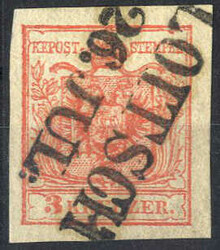 Loitsch 26. Jul., 3 Kreuzer Type III / HP, ANK 3 / Müller 70 P