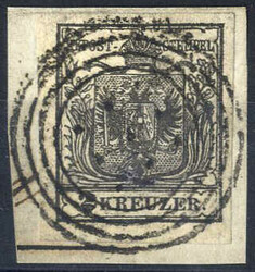 Wien, stummer Vierringstempel, Briefstück mit 2 Kreuzer grauschwarz ...