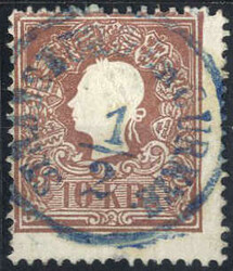 Strassburg im Gurkth. 1.2., Blaustempel auf 10 Kreuzer Type II, ANK ...