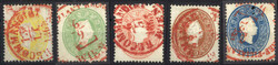 1860, 2 bis 15 Kreuzer mit Wiener Rotstempel, ANK 18-22 / 1.500,-  ...