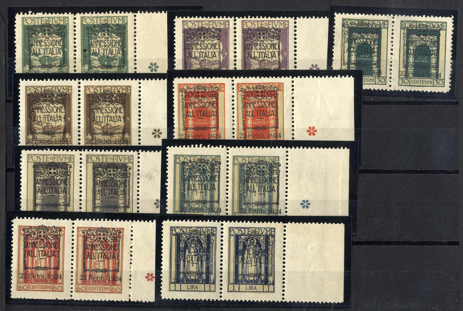 1924, Soprastampati Annessione all'Italia, serie completa di 12 ...