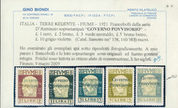 1921, Soprastampati Governo Provvisorio, serie completa di 15 valori ...