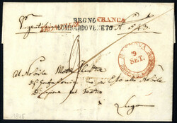 1832/45 insieme di tre lettere per lo Stato Pontificio rese franco ...